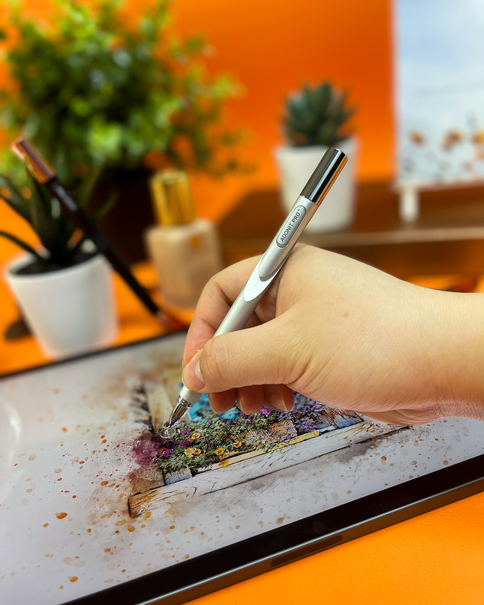 Painting a flower window scene on iPad