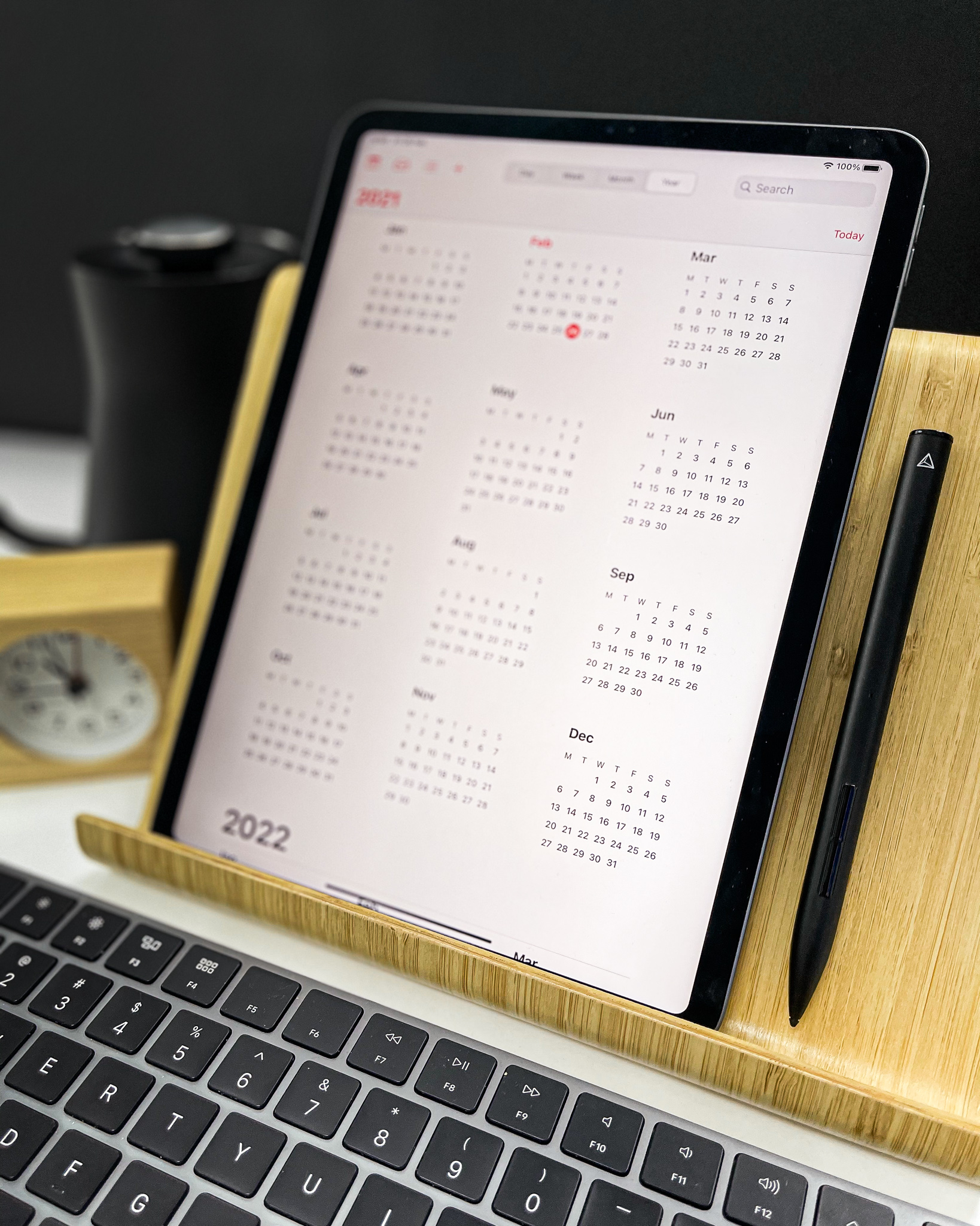 Planner view on iPad on a study desk