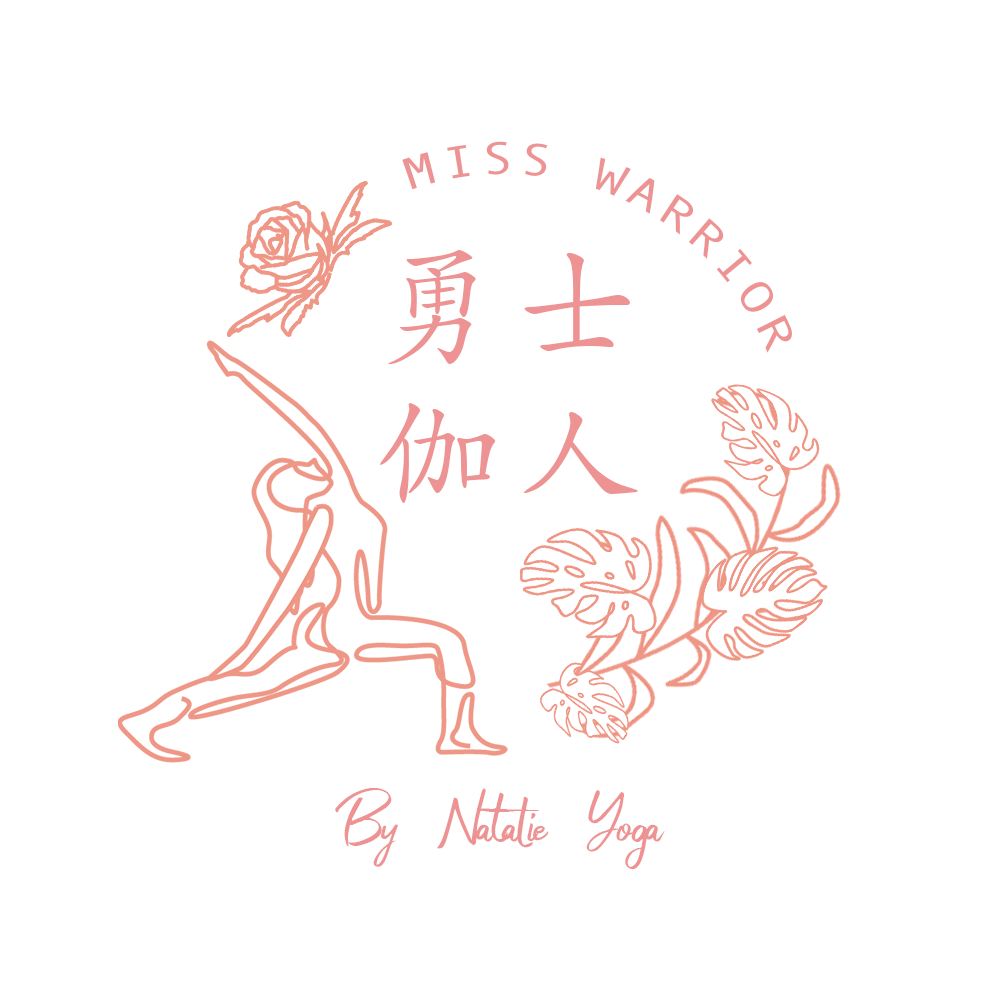Line-art warrior with rose and monstera